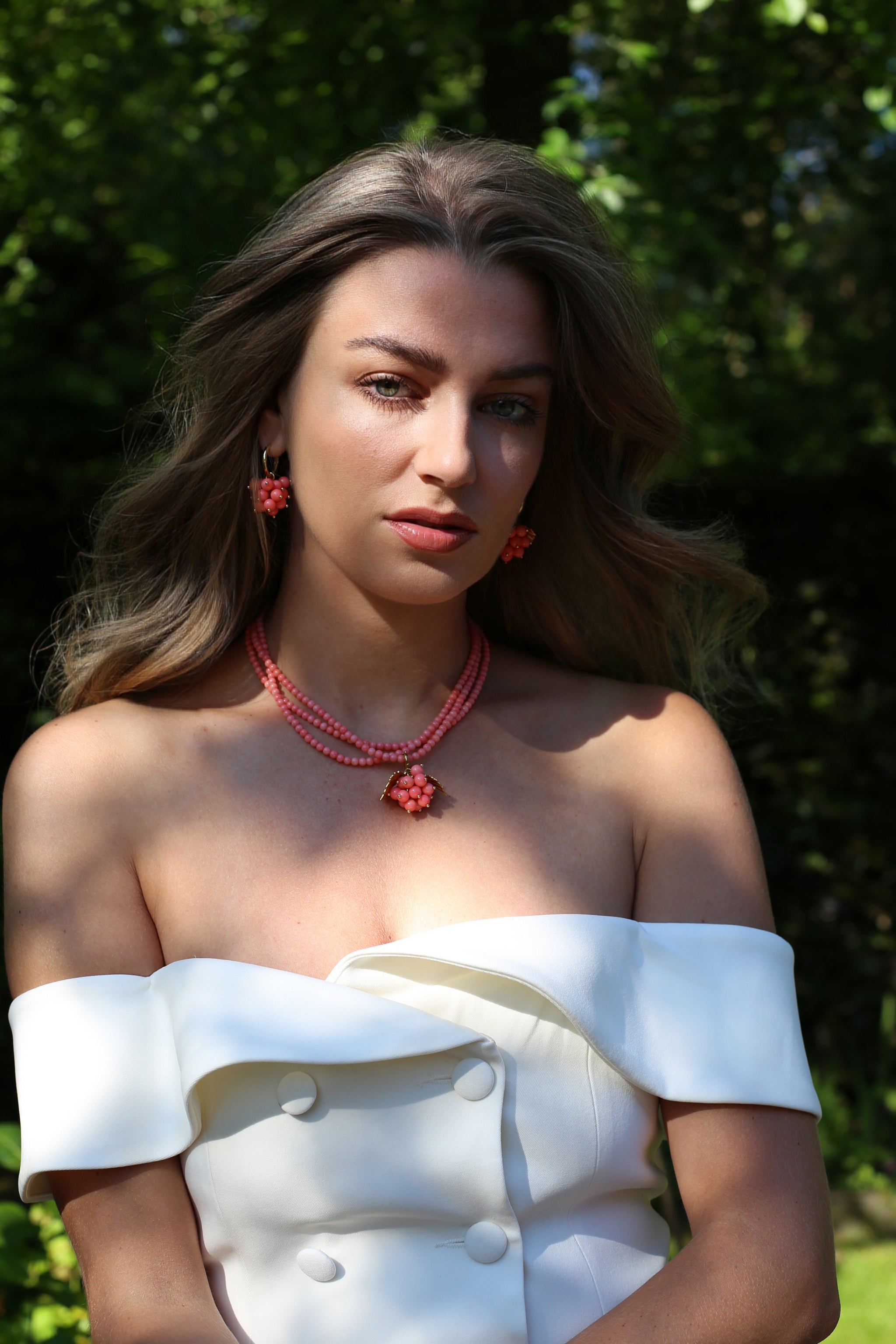 Cara necklace in Coral